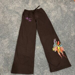 Ed Hardy Bell Bottom Flare Sweat Pants Sz S Phoenix